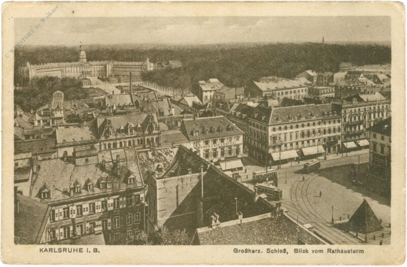 karlsruhe, schloss, blick vom rathausturm karlsruhe, schloss, blick vom rathausturm