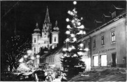 mariazell, winterliche nachtansicht