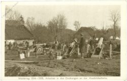 weltkrieg 1914 15: arbeiten in den deckungen an der haubitzbatterie