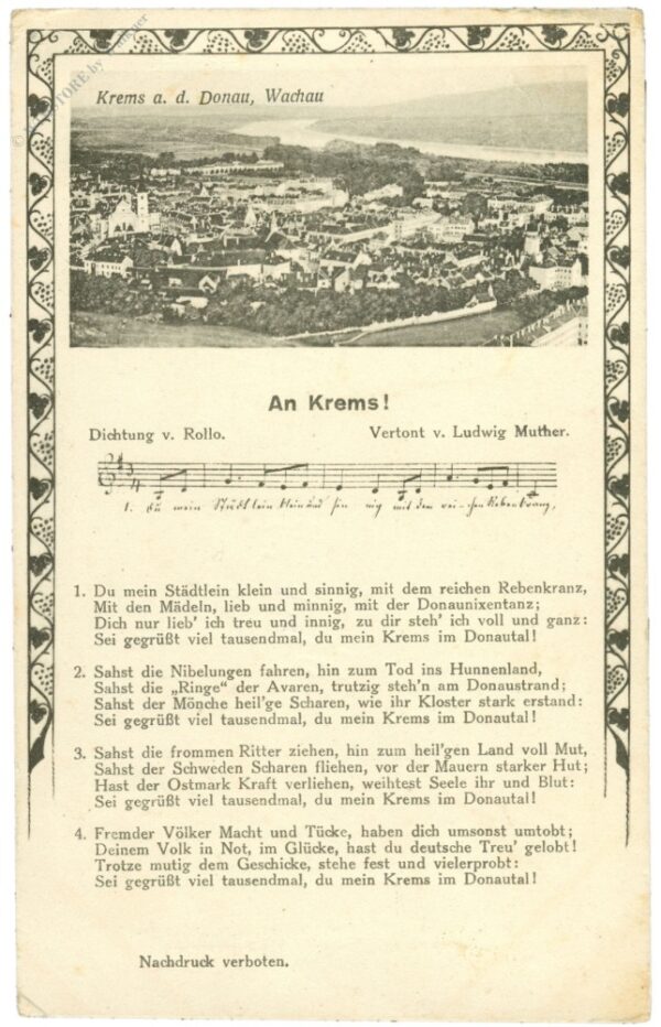 krems, ansicht mit liedtext