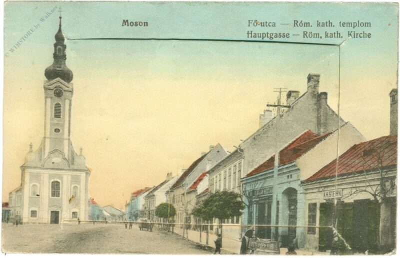 moson (wieselburg), hauptstrasse, röm. kath. kirche (aufklappbar mit verschiedenen ansichten des ortes) moson (wieselburg), hauptstrasse, röm. kath. kirche (aufklappbar mit verschiedenen ansichten des ortes)