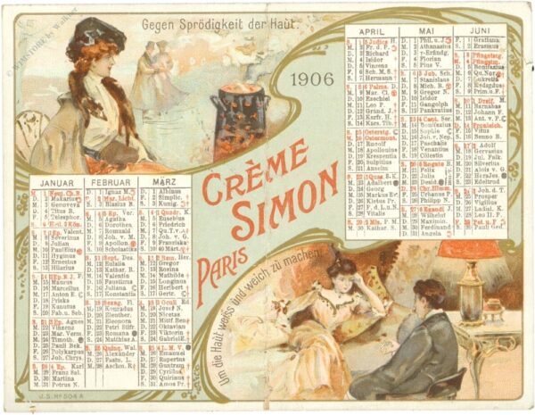 paris, creme simon jahreskalender 1906