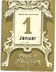 neujahr, kalenderblatt, golddruck, 1903