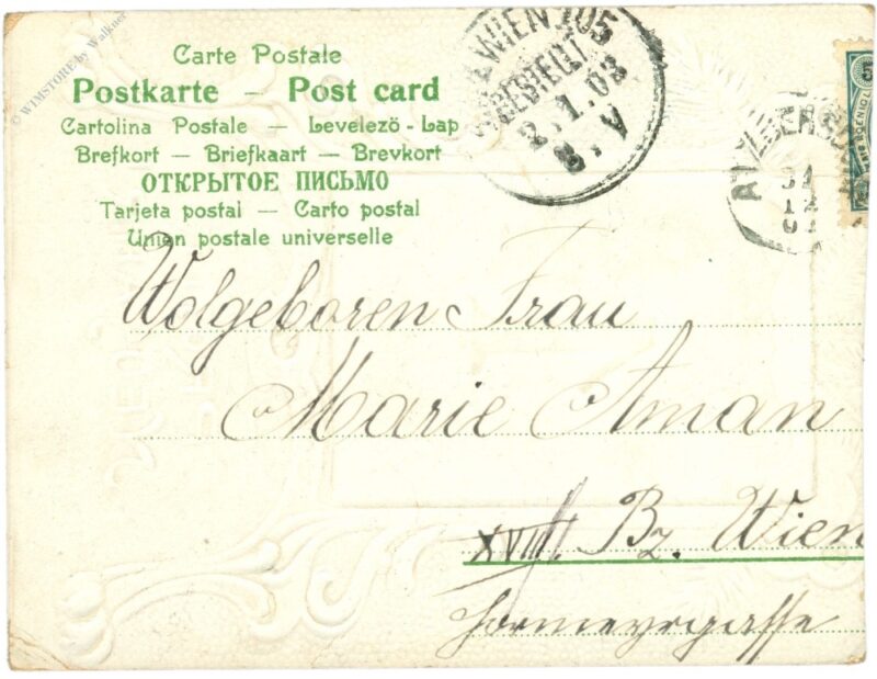 neujahr, kalenderblatt, golddruck, 1903