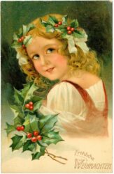 weihnachten, mädchen mit ilex