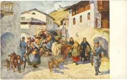 evakuierung der ortschaft vermiglio im tonalegebiet im august 1915