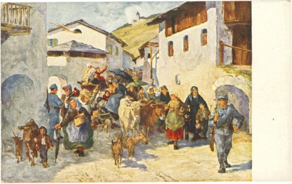 evakuierung der ortschaft vermiglio im tonalegebiet im august 1915