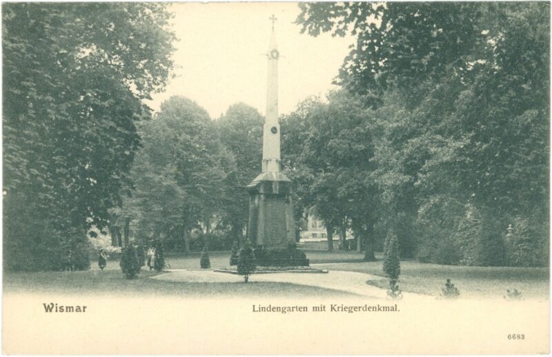 wismar, lindengarten mit kriegerdenkmal
