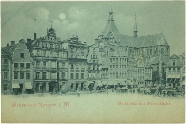 rostock, marktplatz mit marienkirche