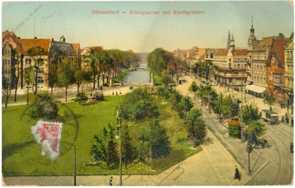 düsseldorf, königsallee mit stadtgraben