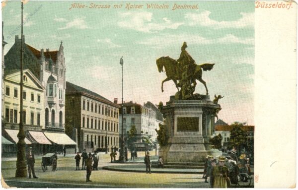 düsseldorf, allee strasse mit kaiser wilhelm denkmal