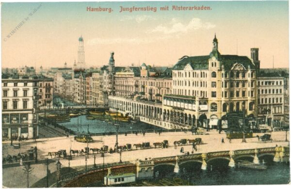 hamburg, jungfernstieg mit aisterarkaden