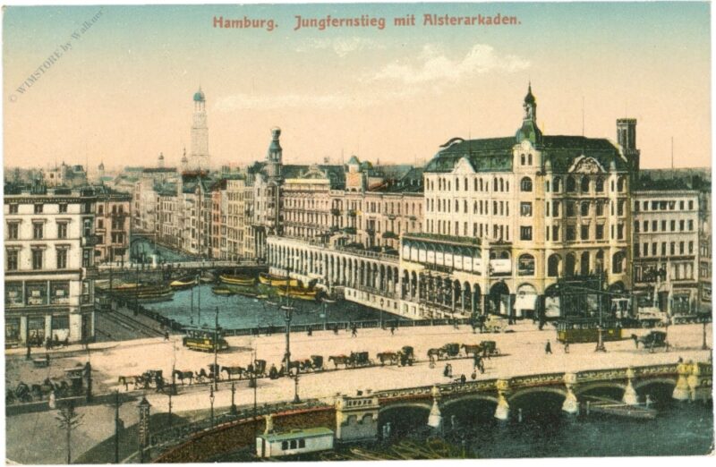 hamburg, jungfernstieg mit aisterarkaden