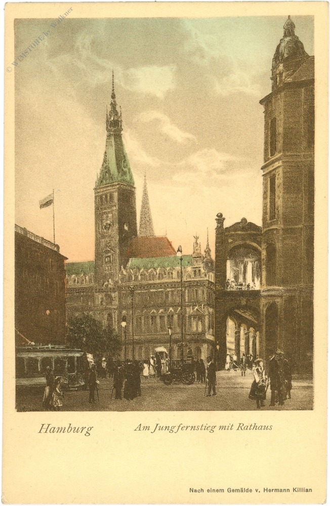 hamburg, am jungfernstieg mit rathaus hamburg, am jungfernstieg mit rathaus