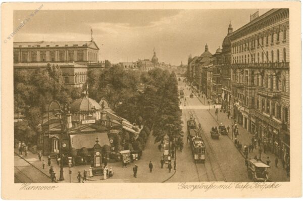 hannover, georgstrasse mit cafe kröpke