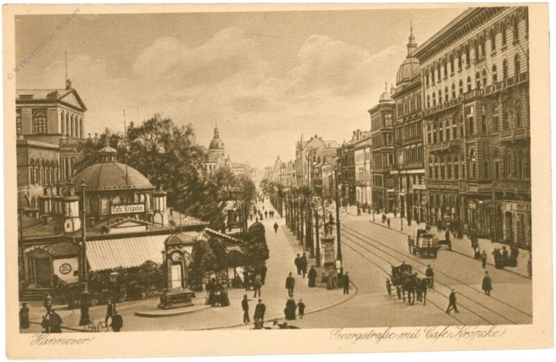 hannover, georgstrasse mit cafe kröpke hannover, georgstrasse mit cafe kröpke