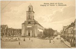 husum, markt mit kirche, eingang zur norder und süderstraße