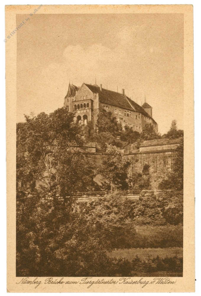 nürnberg, brücke zum tiergärtnertor, kaiserburg v. westen nürnberg, brücke zum tiergärtnertor, kaiserburg v. westen