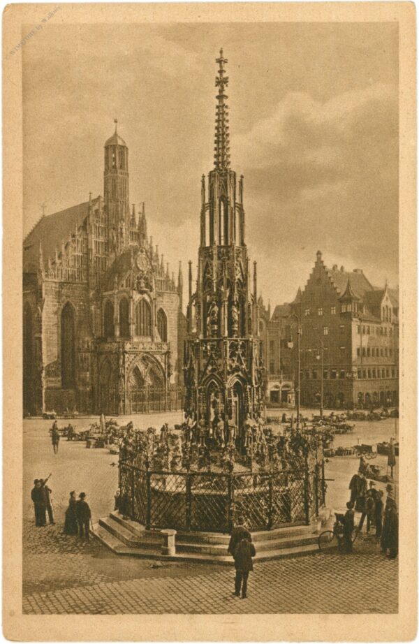 nürnberg, schöner brunnen und frauenkirche