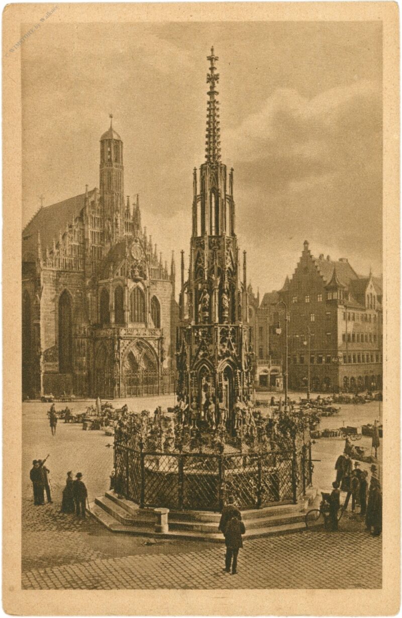 nürnberg, schöner brunnen und frauenkirche