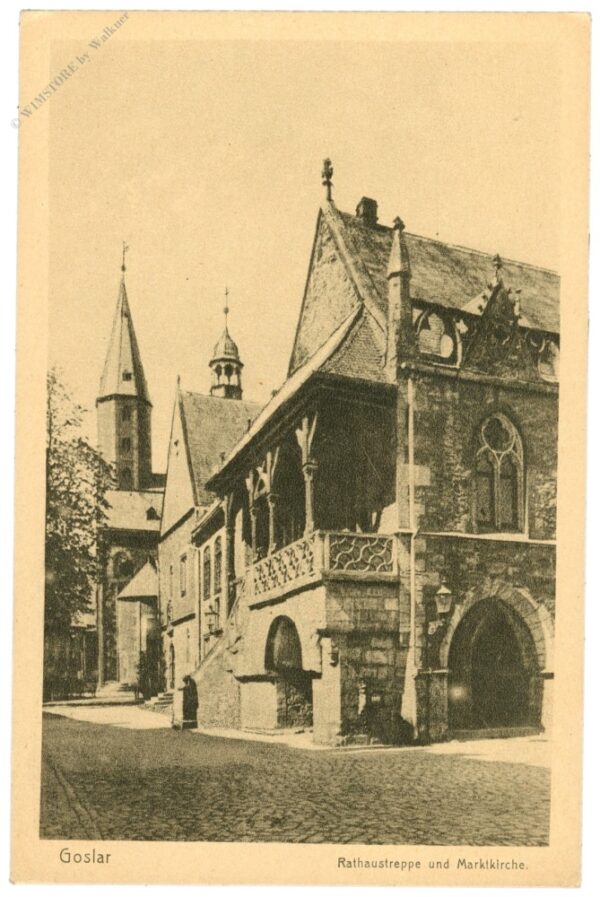 goslar, rathaustreppe und marktkirche