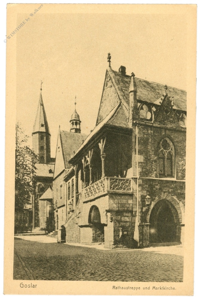 goslar, rathaustreppe und marktkirche