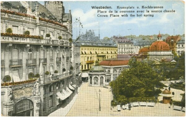wiesbaden, kranzplatz und kochbrunnen