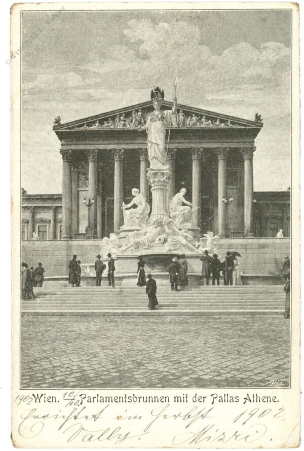 wien 1, parlamentsbrunnen mit pallas athene