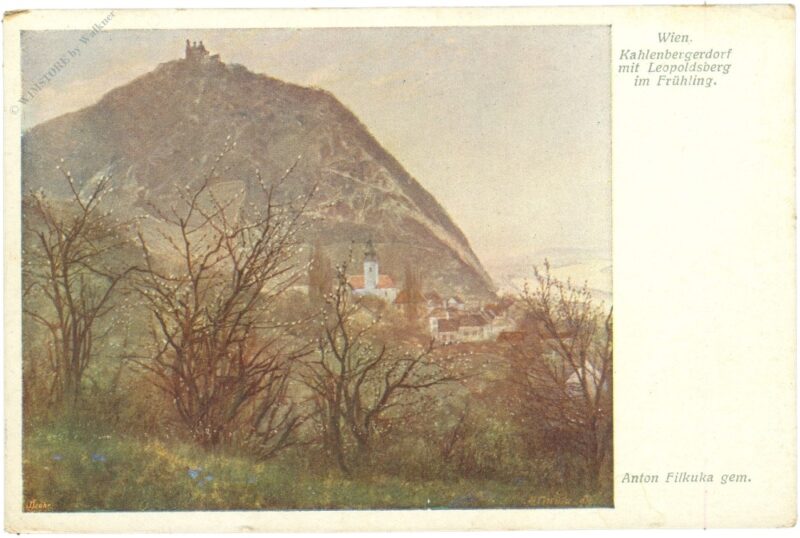 wien 19, kahlenbergdorf mit leopoldsberg im frühling wien 19, kahlenbergdorf mit leopoldsberg im frühling