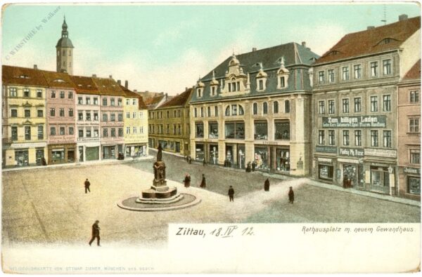 zittau, rathausplatz mit neuem gewandhaus