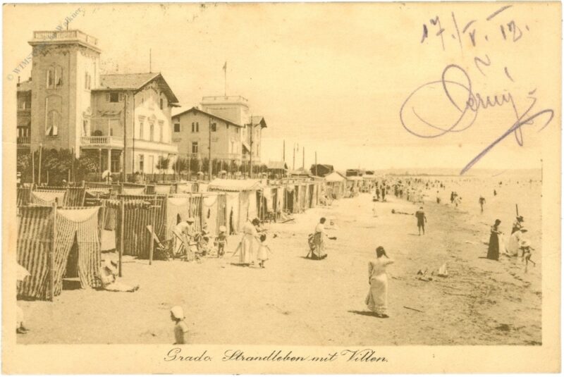 grado, strandleben mit villen