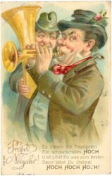 neujahr, trompeter mit vers