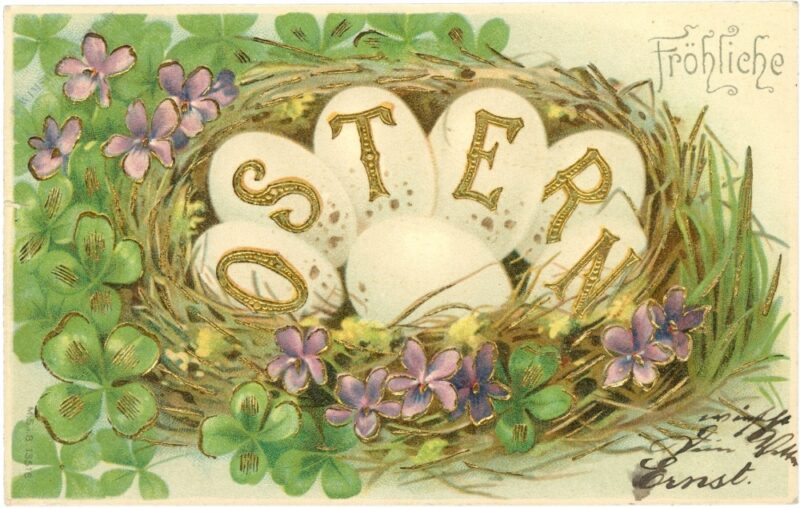 ostern, eier im korb ostern, eier im korb