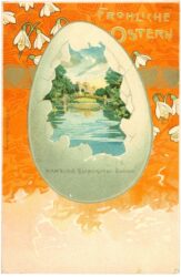ostern, landschaft in einem zerbrochenen ei