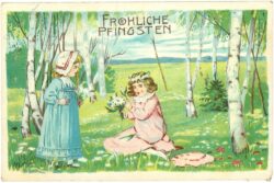 pfingsten, kinder spielen auf einer wiese