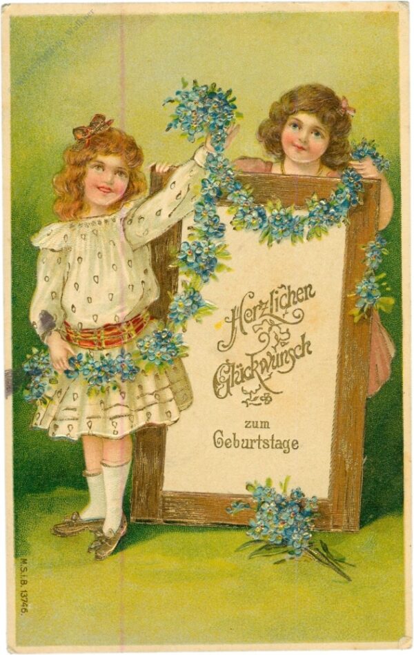 geburtstag, mädchen mit blumengirlande