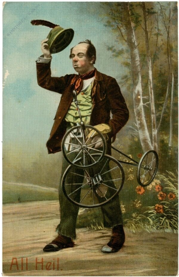 herr mit hut und fahrrad