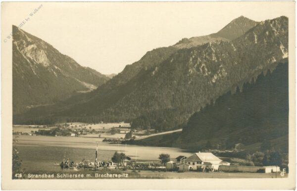schliersee, strandbad mit brecherspitz
