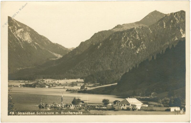 schliersee, strandbad mit brecherspitz schliersee, strandbad mit brecherspitz