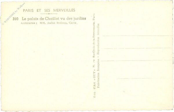 paris, le palais de chaillot vu des jardins