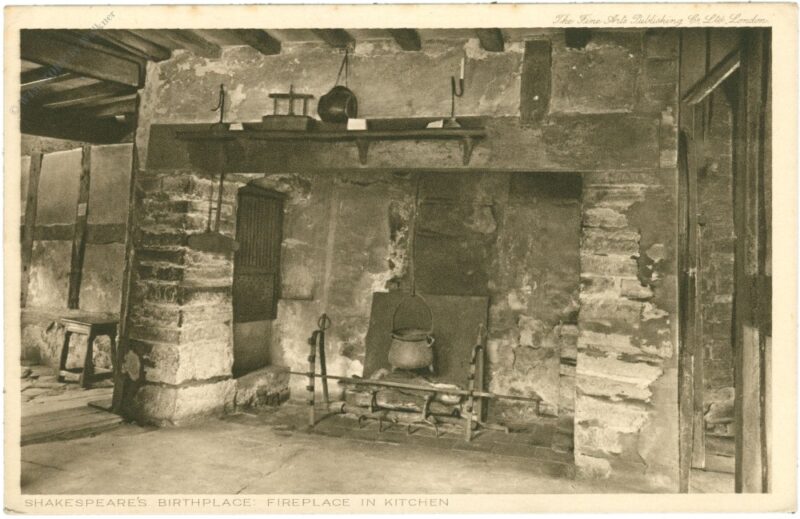 stratford upton avon, shakespeare's birthplace, fireplace in kitchen stratford upton avon, shakespeare's birthplace, fireplace in kitchen