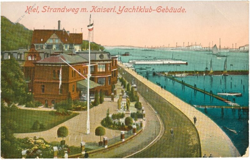 kiel, strandweg m. kaiserl. yachtklub gebäude kiel, strandweg m. kaiserl. yachtklub gebäude
