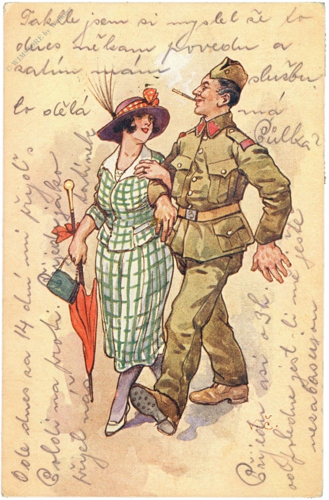 soldat, mit dame