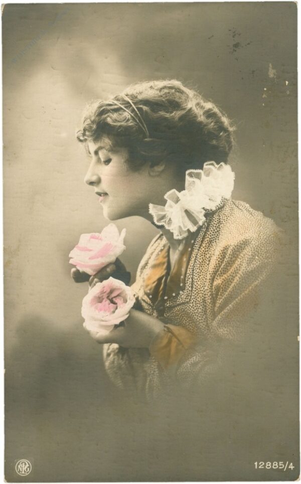 dame mit rosen