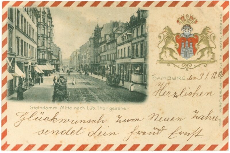 hamburg, steindamm, mitte nach lüb.thor gesehen hamburg, steindamm, mitte nach lüb.thor gesehen