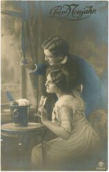 neujahr, pärchen am fenster
