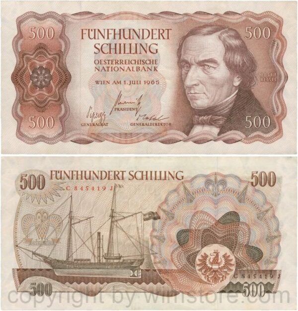 Österreich, 2. republik, p139a, 500 schilling 1965, serie c j; 3