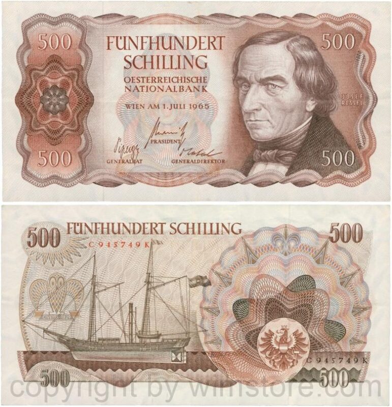 Österreich, 2. republik, p139a, 500 schilling 1965, serie c j; 3 (kopie)