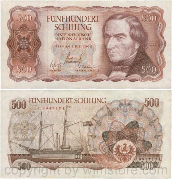 Österreich, 2. republik, p139a, 500 schilling 1965, serie c k; 3 (kopie)