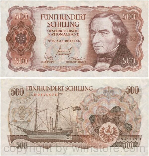 Österreich, 2. republik, p139a, 500 schilling 1965, serie d h; 3